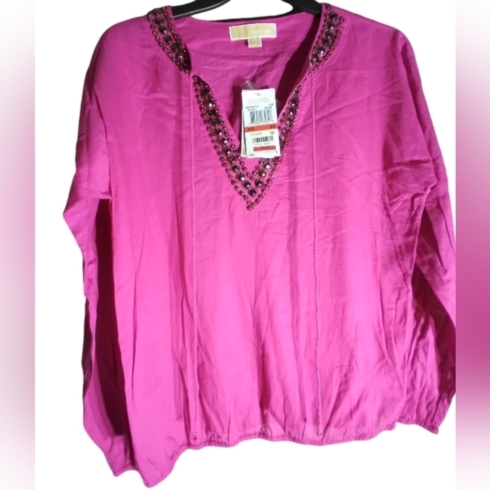 NWT Michael Kors hot pink boho style top
